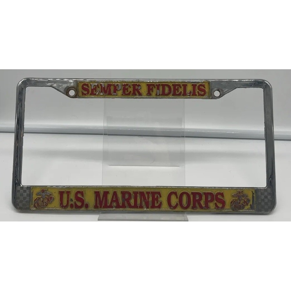 Vintage U.S Marine Corps License Plate Cover Semper Fidelis